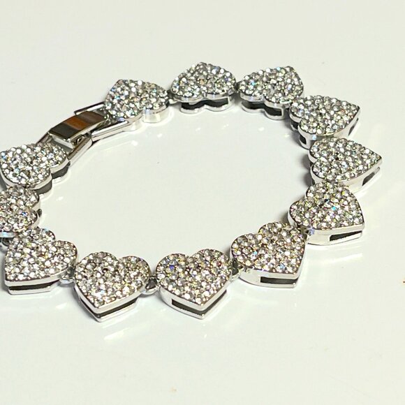 Jewelry - Silver Pave Crystal Heart Bracelet
